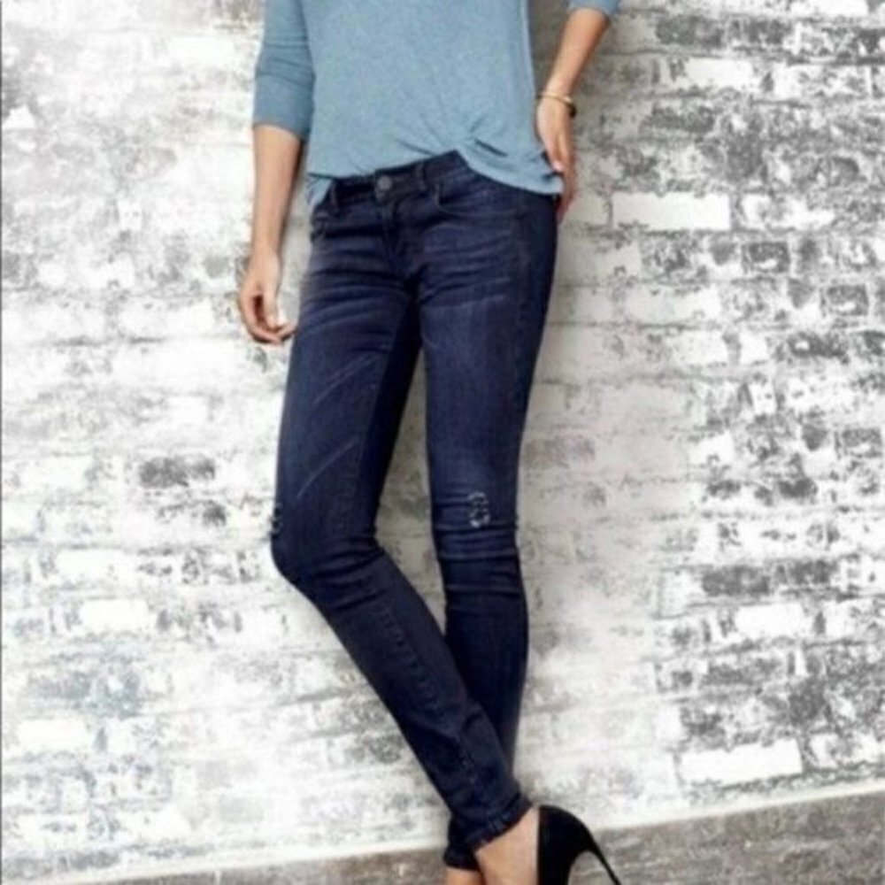 Cabi Curvy Dusk Destructed Skinny Jeans Dark Wash‎ Distressed Denim Jeans sz 2